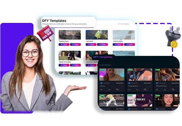 VideoFunnels AI promotional image showing creators using smartphones and cameras to turn short videos into marketing funnels.